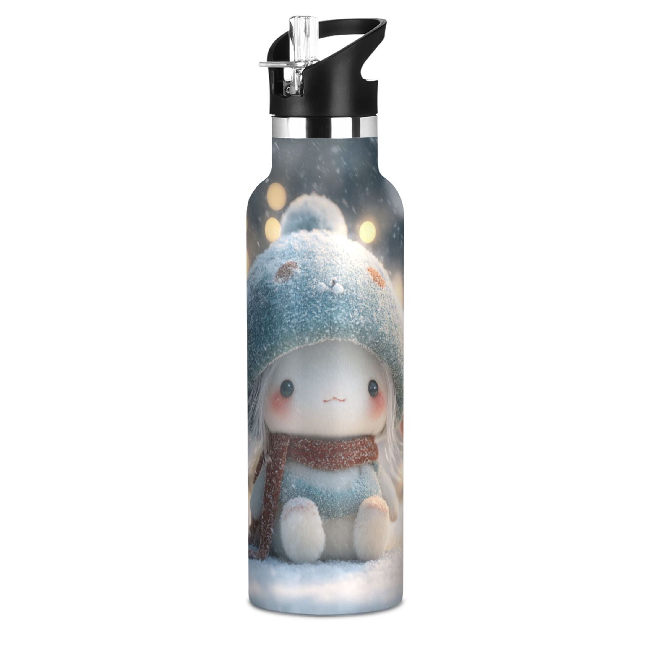 600ML Stainless Steel Insulated Cup Sports Water Bottle Portable Thermos Cup Water Glasses Insulated Tumblers Convenient and Durable Christmas Sprite
