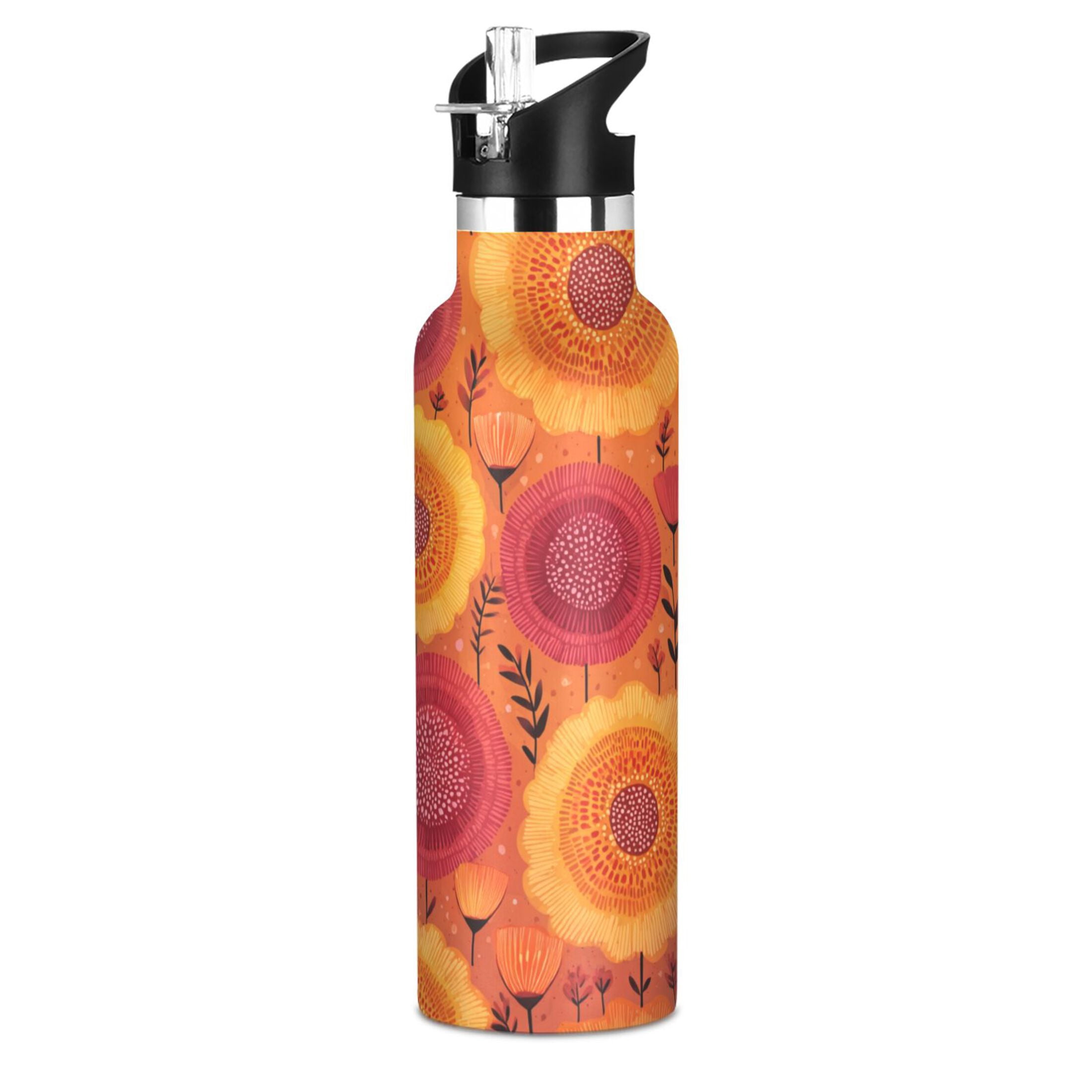 600ML Stainless Steel Insulated Cup Sports Water Bottle Portable Thermos Cup Water Glasses Insulated Tumblers Convenient and Durable Lovely Suns