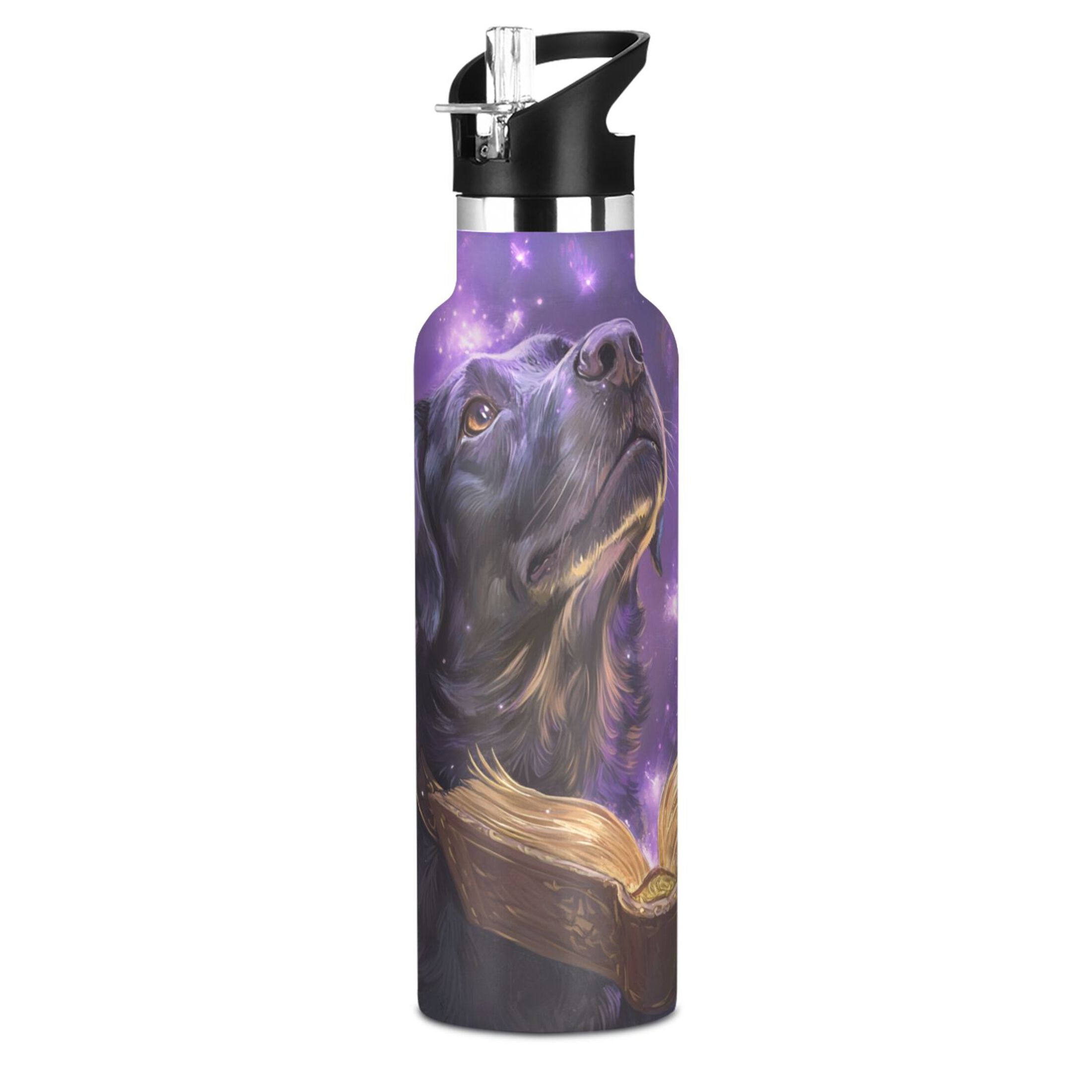 600ML Stainless Steel Insulated Cup Sports Water Bottle Portable Thermos Cup Water Glasses Insulated Tumblers Convenient and Durable Magic Book Dog