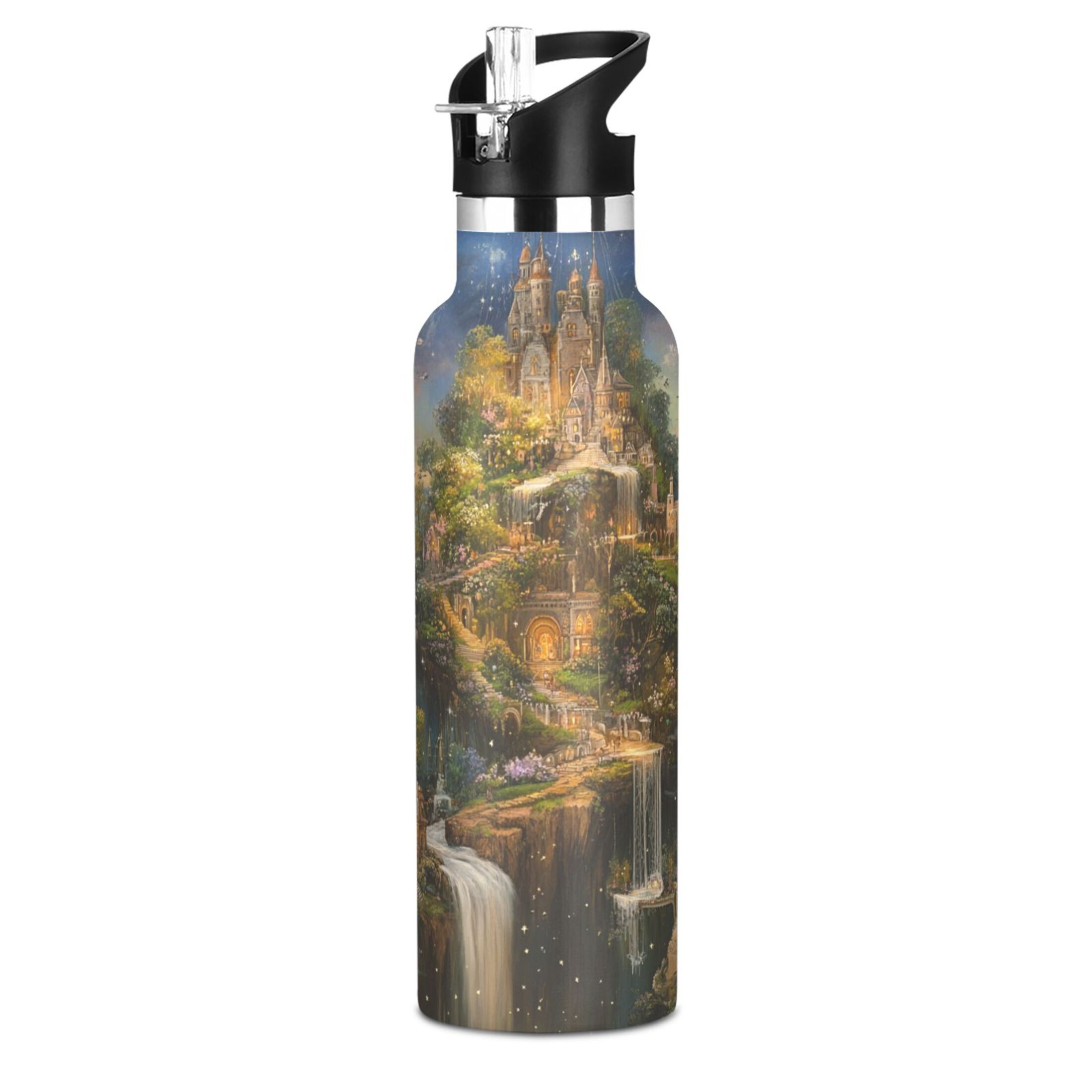 600ML Stainless Steel Insulated Cup Sports Water Bottle Portable Thermos Cup Water Glasses Insulated Tumblers Convenient and Durable Magic Castle