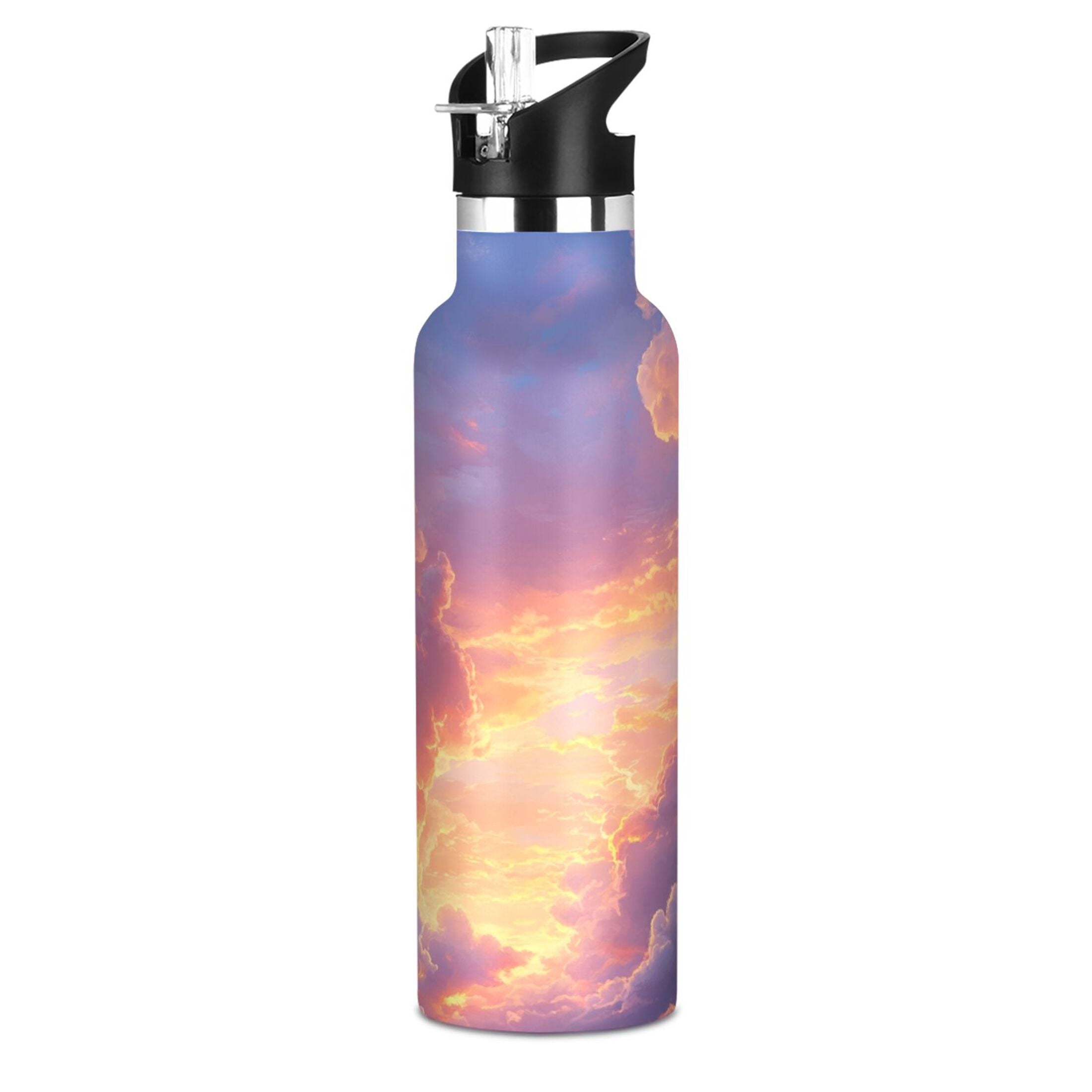 600ML Stainless Steel Insulated Cup Sports Water Bottle Portable Thermos Cup Water Glasses Insulated Tumblers Convenient and Durable Pink Cloud