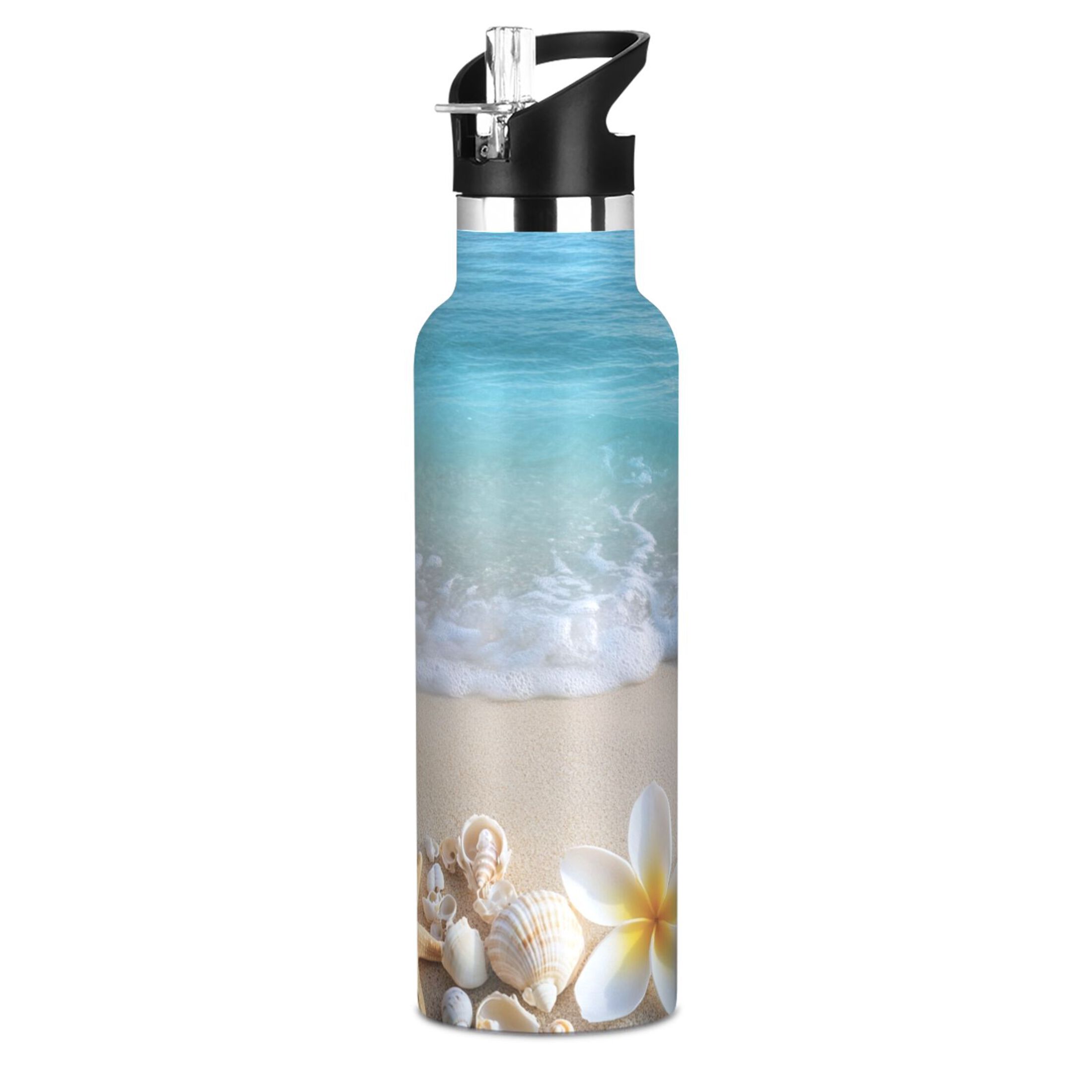 600ML Stainless Steel Insulated Cup Sports Water Bottle Portable Thermos Cup Water Glasses Insulated Tumblers Convenient and Durable Sea Shell