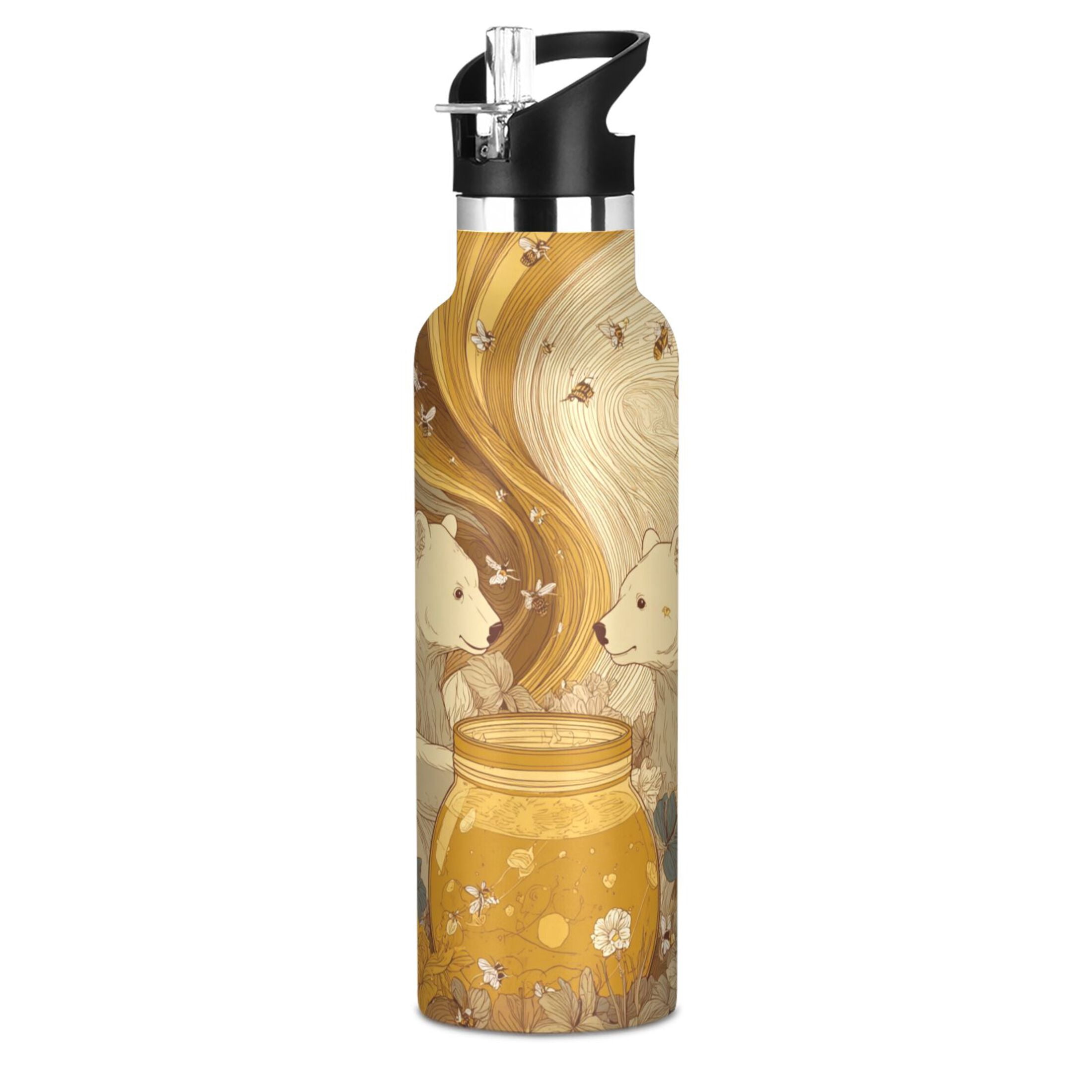 600ML Stainless Steel Insulated Cup Sports Water Bottle Portable Thermos Cup Water Glasses Insulated Tumblers Convenient and Durable Two Bears