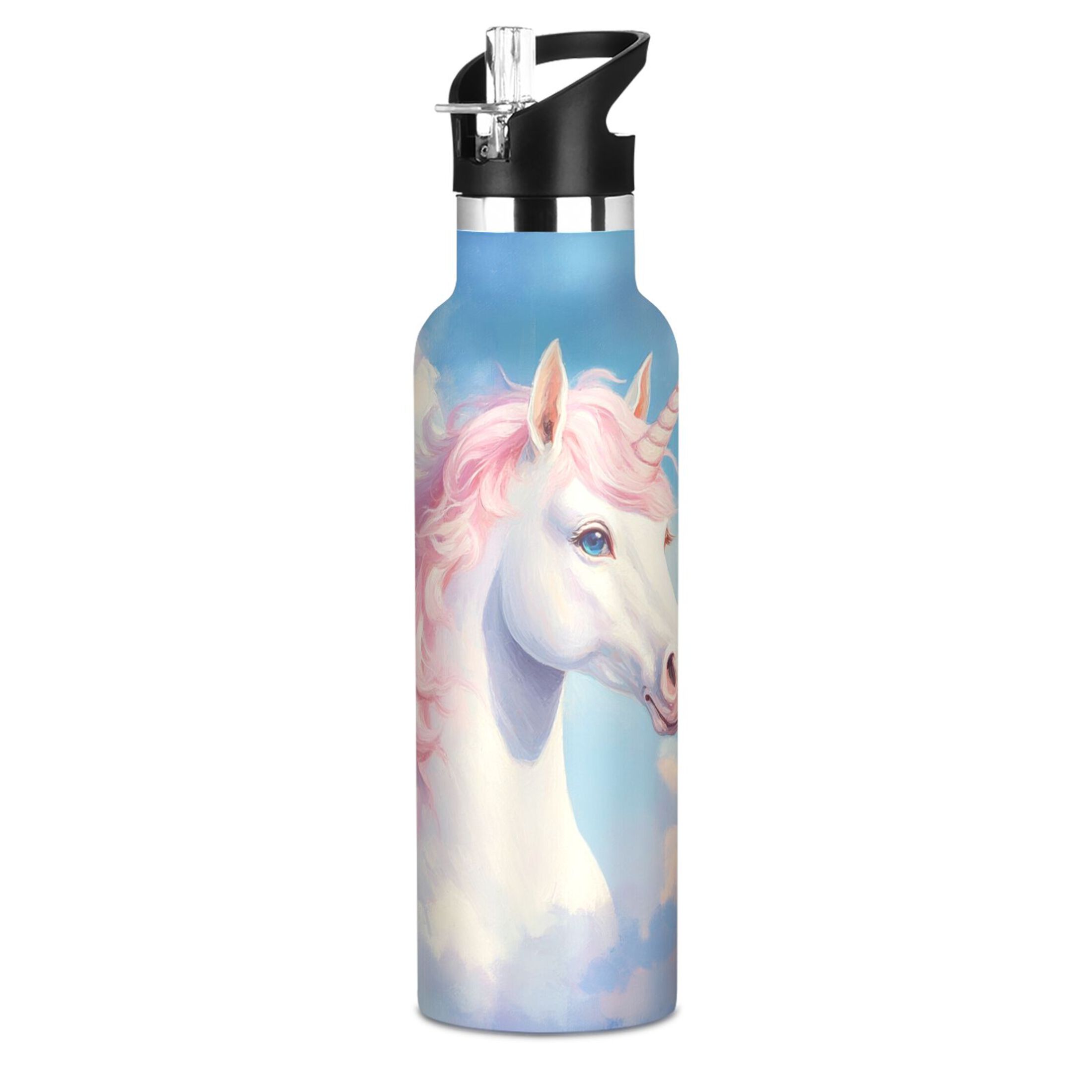 600ML Stainless Steel Insulated Cup Sports Water Bottle Portable Thermos Cup Water Glasses Insulated Tumblers Convenient and Durable Unichorned Horse