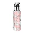 thumbnail image 1 of 600ML Transparent Sports Water Bottle with Handle & Straw Portable Water Bottle for Outdoor Camping Gym Cat with A Bow Tie, 1 of 7