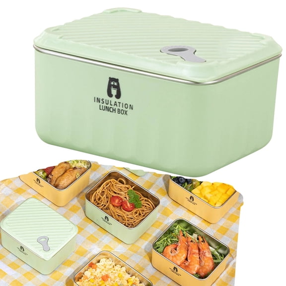 600Ml 304 Stainless Box Student Lunch Box With Lid Stackable Thermal Insulation Lunch Box,Ceramic Tableware