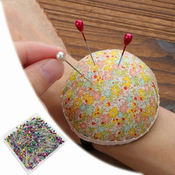 600PCS Colorful Pearlized Sewing Pins for Fabric - 1.5 Inch Long Straight Pins with Ball Head - Quilting Dressmaking Pins for Sewing Crafts Jewelry DIY - Includes Sponge Holder for Easy Storage