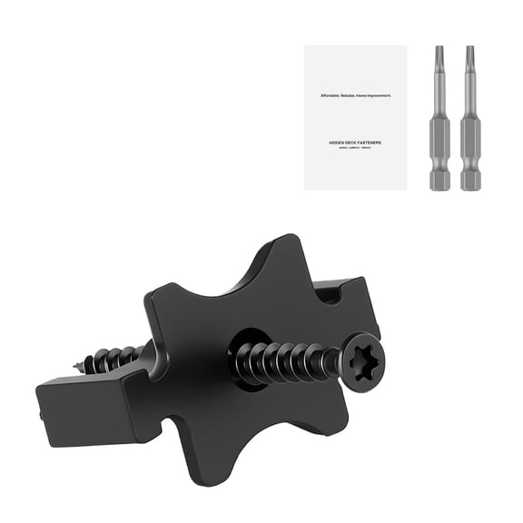600PCS Composite Decking Hidden Fasteners T Clips Plastic with Metal Screws for 0.26 Inch Gaps Black PP Clips