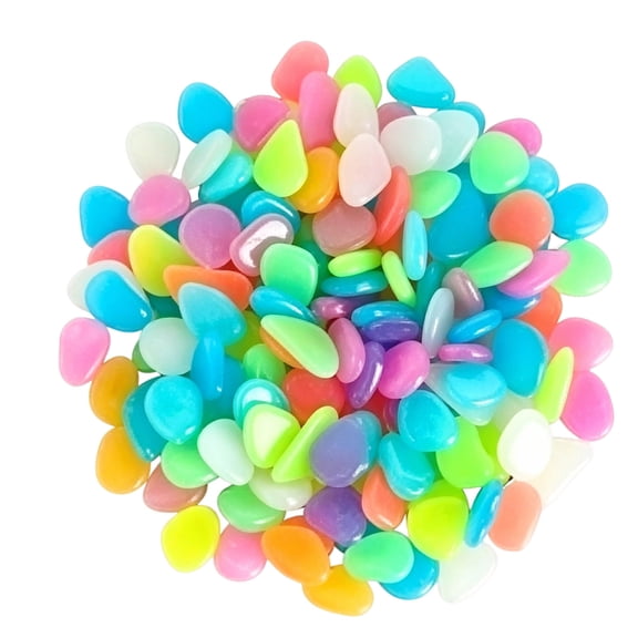 600PCS Glow in The Dark Pebbles, Multicolor Luminous Garden Stones for Outdoor Yard Pathway, Fish Tank Aquarium Decor, DIY Craft, Light-Absorbing Resin Rocks