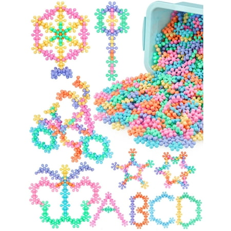 Macaron Color Interlocking Building Blocks Set – 600pcs Snowflake Shape Plastic Construction Toys in 6 Pastel Colors with Storage Box, Educational STEM Blocks for Kids Creative Play (Macaron Colors)