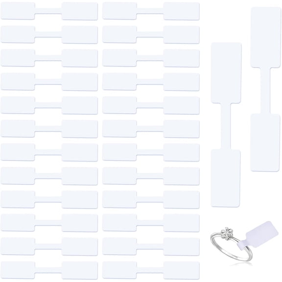 600PCS Jewellery Price Tags Stickers Rectangle Self-Adhesive Jewelry Identification Tags Blank Hang Tags Labels Ring Bracelet Sticker Barbell Label for Jewelry Display
