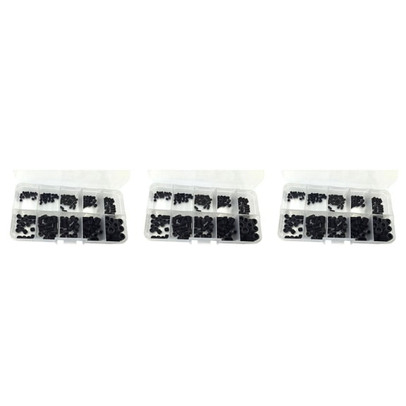 600PCS M3 M5 M6 M8 Hex Socket Hex Grub Screw Set Assortment Kit(Black Alloy Steel)