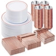 thumbnail image 1 of 600PCS Plastic Dinnerware Set (100 Guests), Rose Gold Disposable Plates for Party, Wedding, Anniversary, Includes: Dinner Plates, Dessert Plates, Cups, Spoons, Forks and Knives, 1 of 6