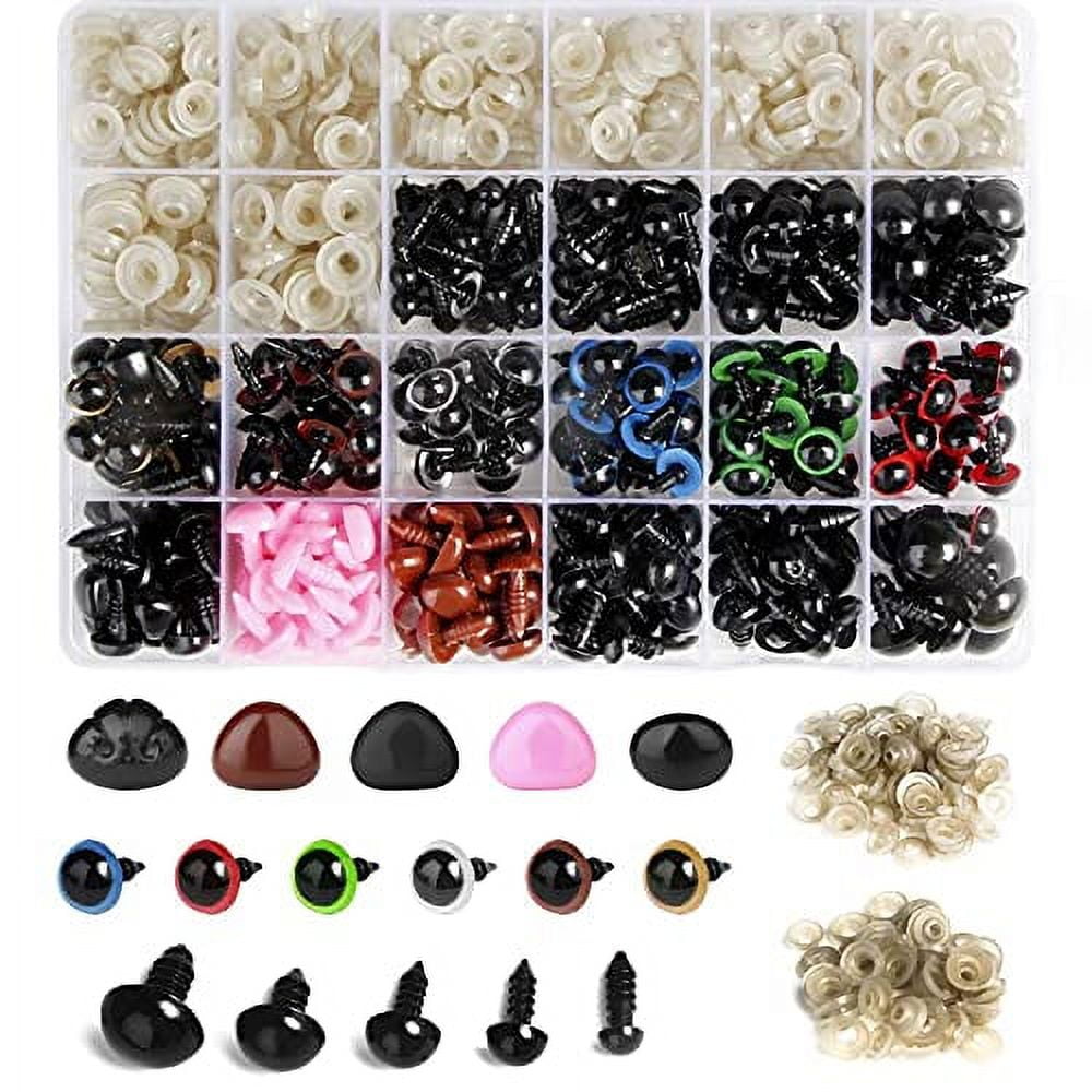 600PCS Plastic Safety Eyes and Noses,6mm14mm Colorful Crochet Toy Eyes