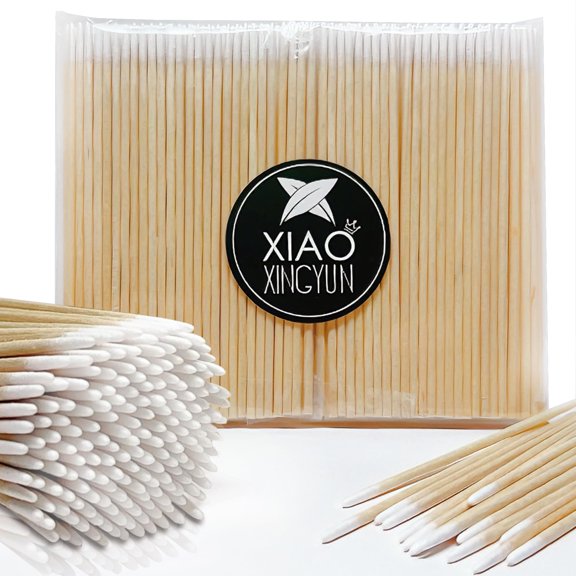 600PCS Pointed Cotton Swabs -4 Inch Wood Handle Pointed Tip Head Precision Microblading Cotton Swabs for Eyebrow Eyelash Extensions, Makeup, Nail Clean, Tattoo Permanent Supplies,