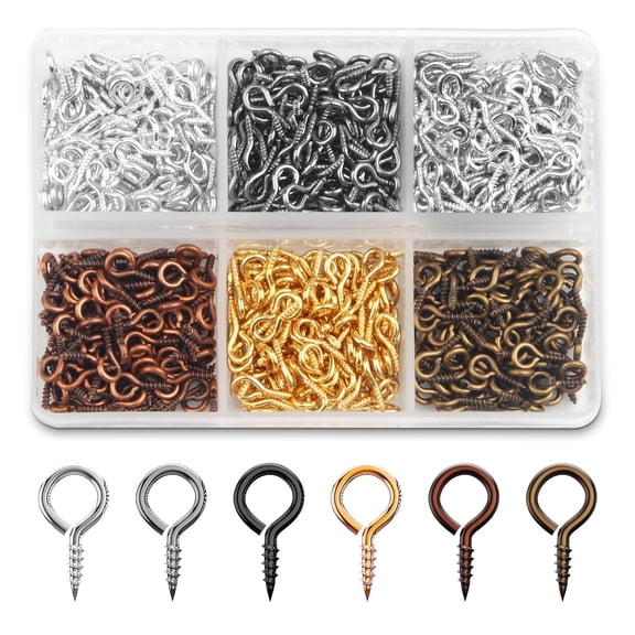 600PCS Small Eye Screws Pins 6 Colors 4 x 8mm Small Eye Pins Hooks for Jewelry Making, Mini Eyelets Screw Eye Pin Peg Threaded Clasps Hooks for Art DI