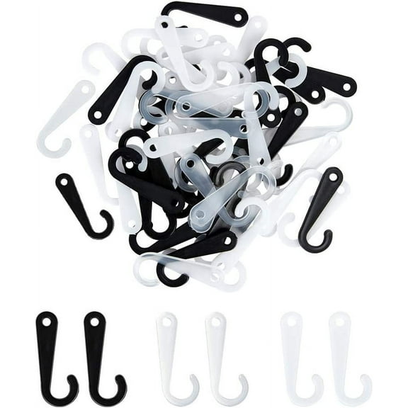600PCS Sock Display Hooks J-Hooks for Socks Retail Display Hanger 1.7 Inch Plastic J-Hooks for Socks and Hat (White Black Clear) for DIY
