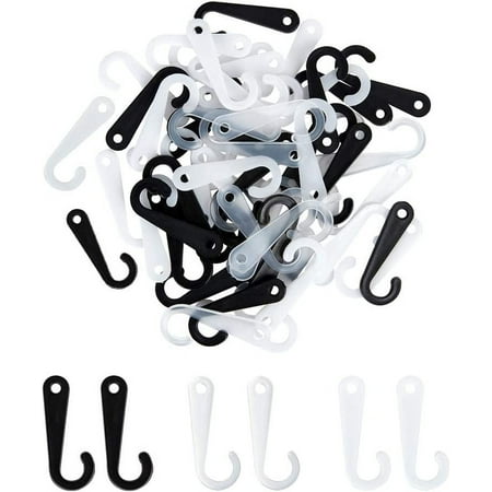 600PCS Sock Display Hooks J-Hooks for Socks Retail Display Hanger 1.7 Inch Plastic J-Hooks for Socks and Hat (White Black & Clear)