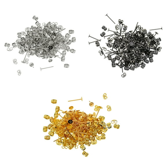 600Packs 4mm Round Flat Stud Earring Posts with Back Jewelry Making Supplies