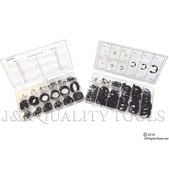 600Pc Set Of (300Pc) Snap Ring & (300) E-Clip Kits Great Assortment Of Sizes