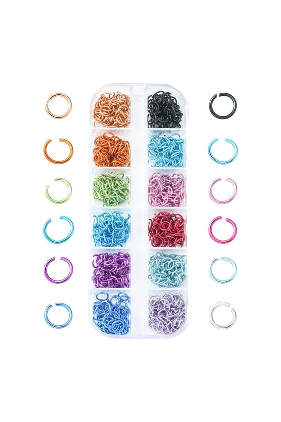 600Pcs 12 Colors Aluminum Wire Open Jump Ring Sets Round Ring for Chainmaille Weaves Mixed Color 20 Gauge 6x0.8mm Inner Diameter: 5mm 50pcs/color