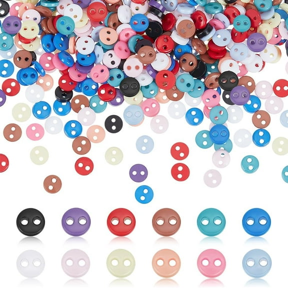 600Pcs 12 Colors Mini 2 Holes Buttons 4.5mm Nylon Round Tiny Buttons with Compartments Box Micro Sewing Button with Pattern Round for Mini Clothe Bag DIY Handmade Craft Art Projects diy