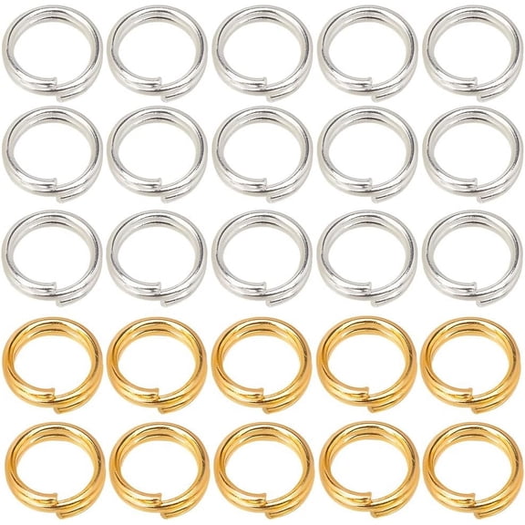600Pcs 2 Colors Brass Split Rings Double Loops Jump Rings Golden & Silver 4x0.8mm about 3.2mm inner diameter 300pcs/color