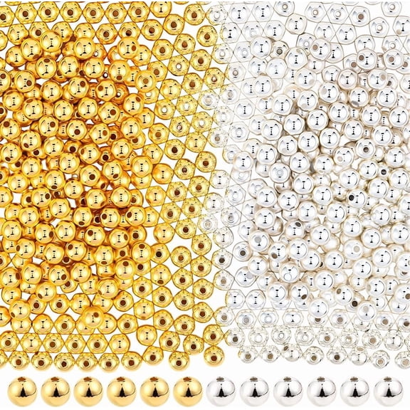 600Pcs 2 Colors CCB Plastic Beads Round Round 7.5~8x7~7.5mm Hole: 1.6~2mm 300pcs/color for Craft Accessories