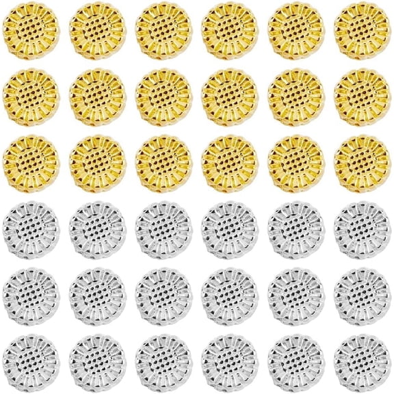 600Pcs 2 Colors Tibetan Sunflower Spacers Beads Cute Flower Beads Platinum Golden Flat Flower Shaped Beads Small Hole Loose Spacer Beads Alloy Beads