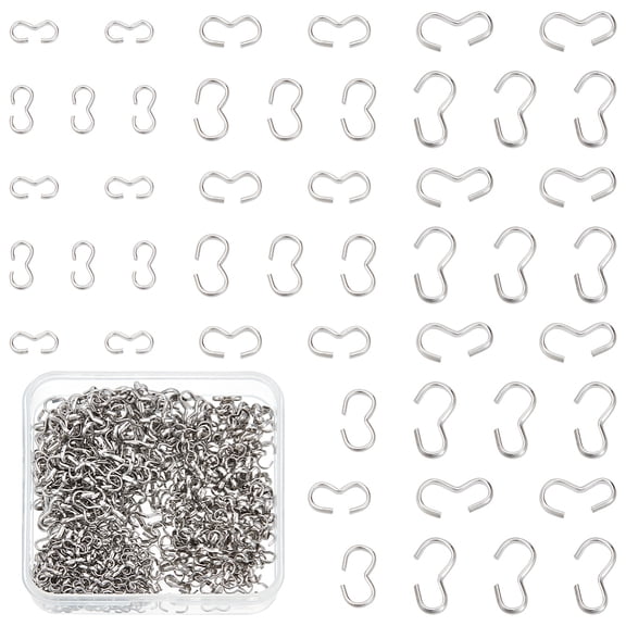 600Pcs 3 Styles Stainless Steel Quick Link Connector Charms 6.5/8/10mm Long Number 3 Shaped Clasps Pendants Metal Pinch Clip Buckle Chain Findings