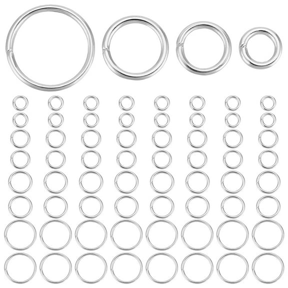 600Pcs 4 Styles 304 Stainless Steel Jump Rings Open Jump Rings Metal Connectors for DIY Jewelry Crafting and Keychain Accessories Silver 20 Gauge 4~8x0.8mm Inner Diameter: 2.4~6.4mm 150pcs/style