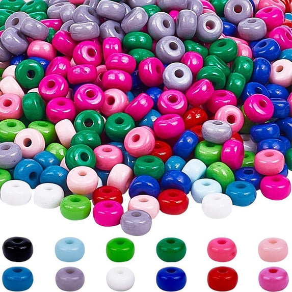 600Pcs 7 mm Lentil Beads Bulk Abacus Beads 12 Colors Pink Black Flat Round Acrylic Rondelle Disc Spacer BeadDIY