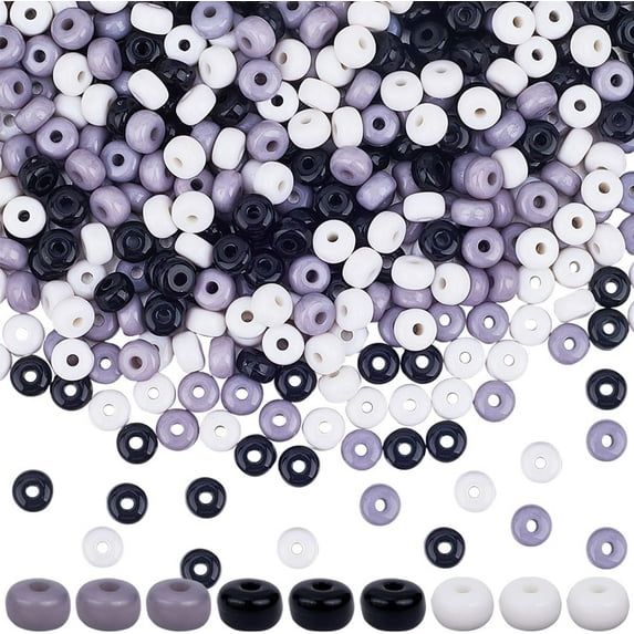 600Pcs Acrylic Lentil Beads Bulk Flat Round Rondelle Spacer Beads 7mm Black White Gray Disc Abacus Bead Spacers DIY Crafts Bracelets Beading Pens Charms Necklaces Earrings