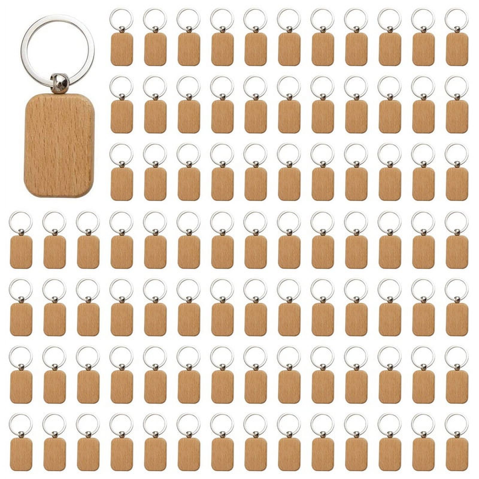 600Pcs Blank Rounded Rectangle Wooden Keychain DIY Wooden Keychain Key Tag Can Be Engraved DIY Gift