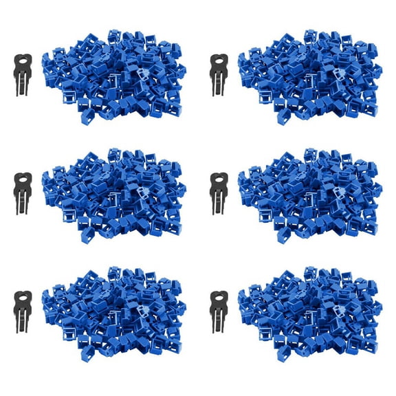 600Pcs Blue RJ45 Port Ethernet LAN Hub Anti Dust Cover Plug Cap Blockout Protector with Proprietary Lock and Key,600 * RJ45 Port Hub Anti Dust Cover 6 * Black proprietary lock and key,blue & black