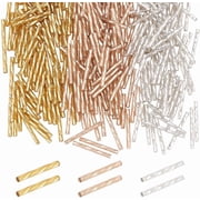 600Pcs Bugle Glass Beads 3 Color 25mm 1 Inch Tube Electroplate Czech Bugle Tube Beads Bulk Long