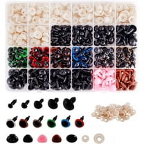 600Pcs Doll Plastic Safety Eyes and Noses with Washers for Crocheting Stuffed Animals Multicolor Round & Oval (6-14mm)