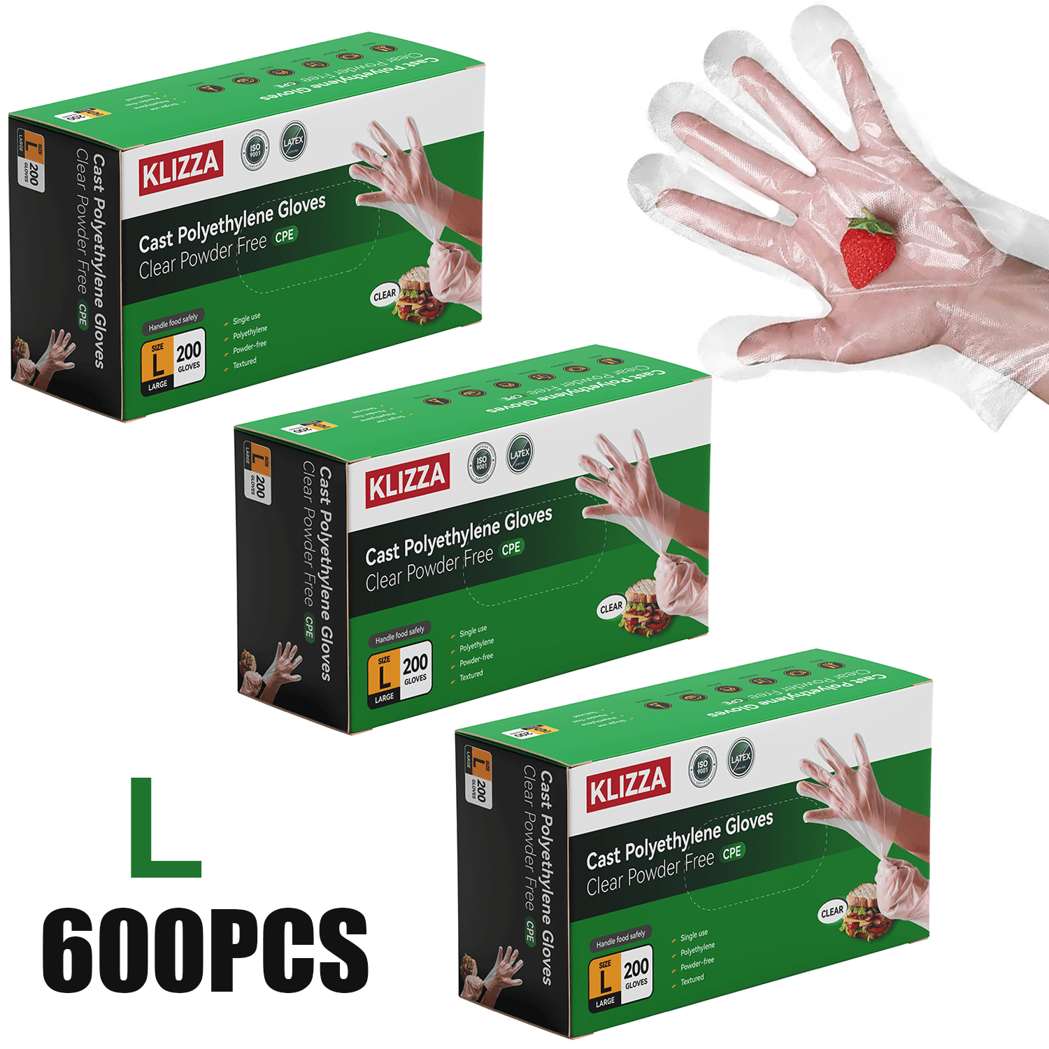 600Pcs Food Prep Gloves Disposable, Clear Plastic Gloves Food Grade Waterproof, Oil-Resistant, Ambidextrous, Safe for Kitchen Cooking, Food Handling(L Size)