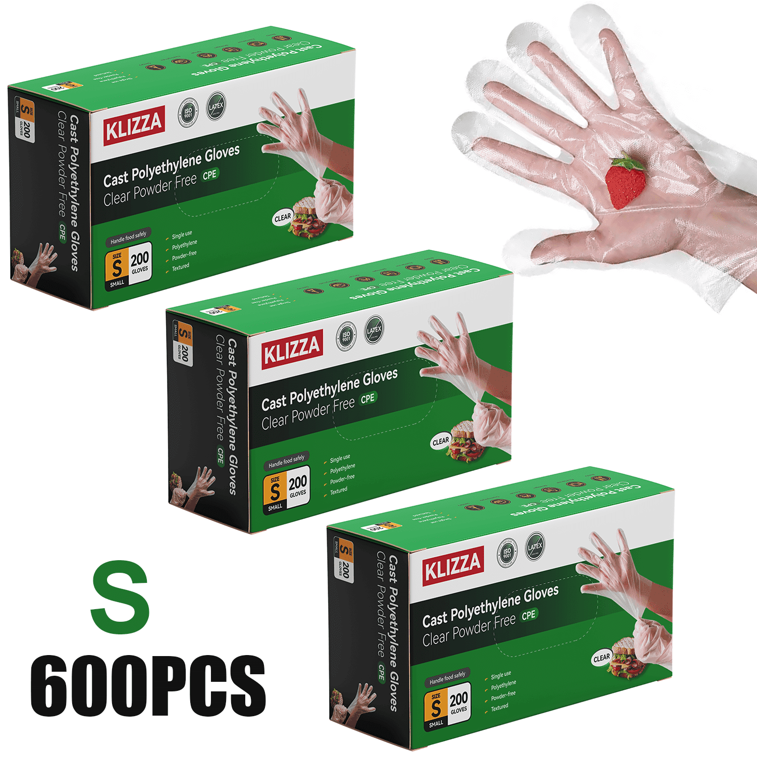 600Pcs Food Prep Gloves Disposable, Clear Plastic Gloves Food Grade Waterproof, Oil-Resistant, Ambidextrous, Safe for Kitchen Cooking, Food Handling(S Size)