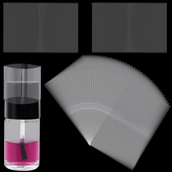 600Pcs Heat Shrink Wrap Band Bottle Shrink Wrap Seals PVC Perforated Rectangle Shrinkable Film Label Clear Bag Containers Kit for DIY handcrafting