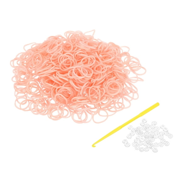 600Pcs Loom Rubber Band Kit with 25Pcs S-Clips and 1Pcs Hook, Peach Pink