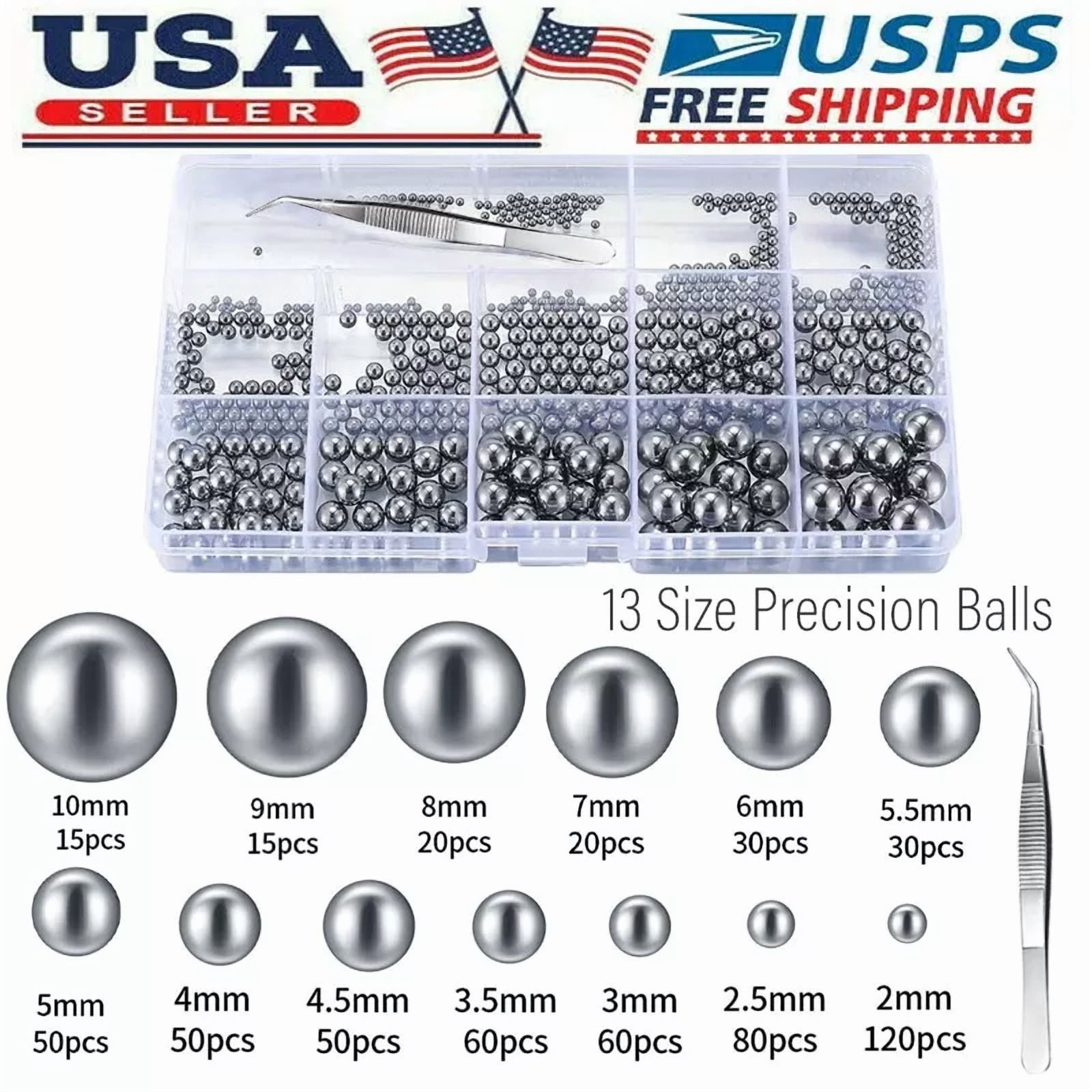 600 Pcs Metric Precision Steel Bearing Balls, Assorted Stainless Steel Loose Bic