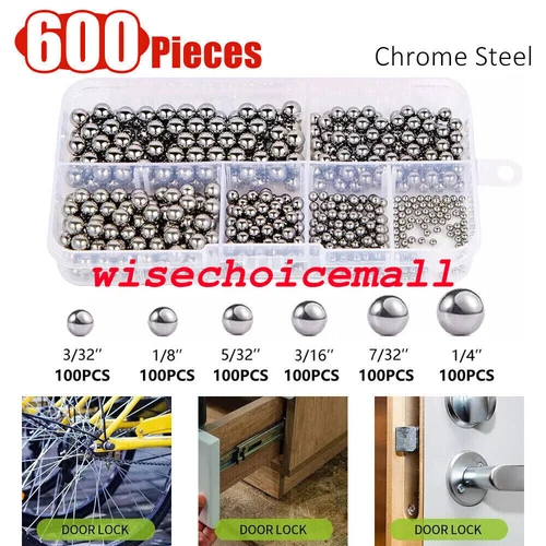 600Pcs Metric Precision Steel Bearing Balls Assorted Stainless Steel Loose Bic