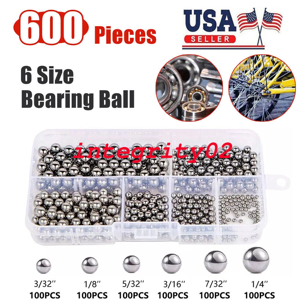 600Pcs Metric Precision Steel Bearing Balls, Assorted Stainless Steel Loose Bic