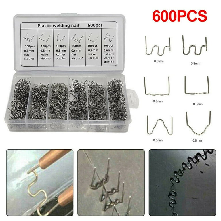 500-Piece Plastic Bumper Repair Hot Staples - 0.6mm Flat Stainless Steel Welding Staples