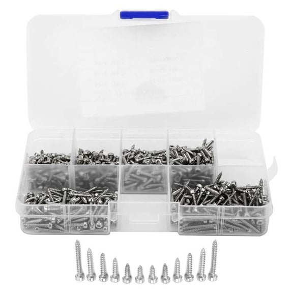 600Pcs Self-Tapping Screw M2 304 Stainless Steel Hex Socket Screw Drywall Nail Assortment Kit