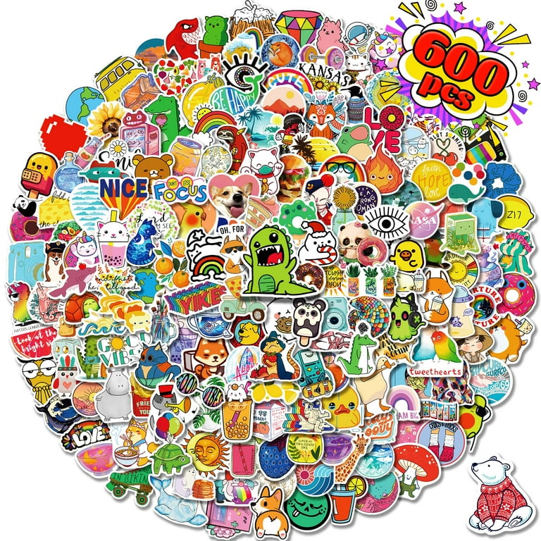 600Pcs Stickers for Kids, Water Bottle Stickers, Vinyl Waterproof Cool Cute  Scra