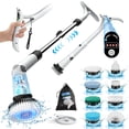 thumbnail image 1 of Amiluo Electric Spin Scrubber, 600 RPM Cordless Bathroom Cleaning Brush, 3 Speeds Power Scrubber with Adjustable Handle & 8 Replaceable Heads, Shower brush for Tub Tile Floor, White, 1 of 9