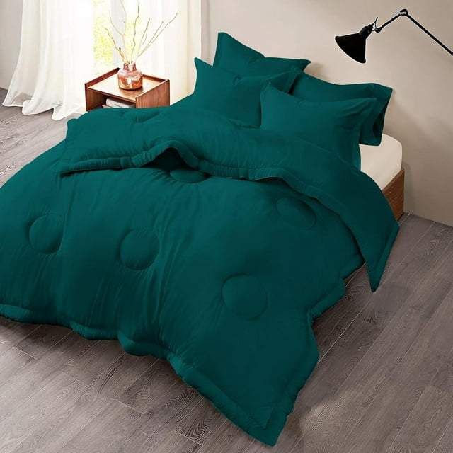 600TC- 1 Piece Luxury Round Circle Design Comforter, 300 GSM All Season, 100% Egyptian Cotton - OverSized King Plus Size ( 120" x 128" ) Inches, 1Pc Comforter Only, (Solid Teal)