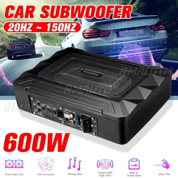 600W/800W Car Active Subwoofer Audio Speaker Ultra thin Subwoofer Bass Amplifier Auto Surround Sound Car Audio System Body Kit